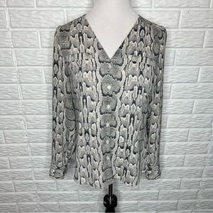 EXPRESS Snakeskin Pattern Button Front V-Neck Blouse Size S